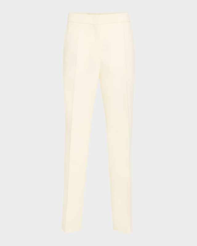 Slits-Hem Straight-Leg Wool Trousers